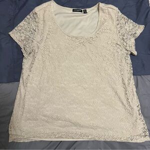 Lace layered top 1X off white